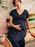 Lange zwangerschapsjurk van katoengaas ENVIE DE FRAISE marineblauw+terracotta - vertbaudet enfant 