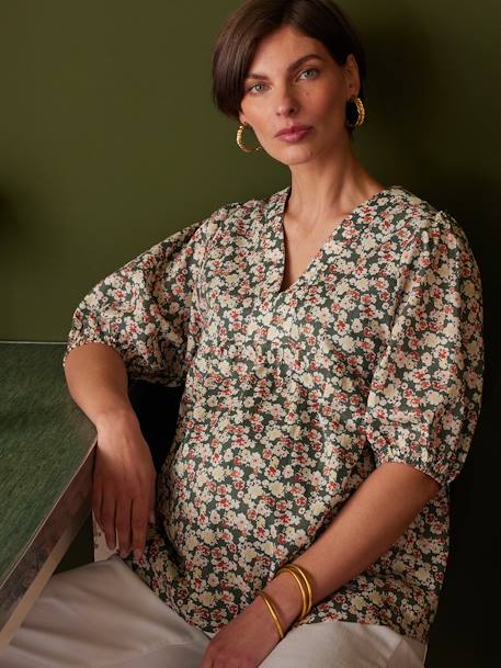 Blouse de grossesse imprimée fleurs vert sauge - vertbaudet enfant 