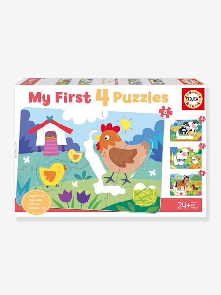 Mon premier puzzle mamans et bébés à la ferme - EDUCA - 4 puzzles 5/8 pièces multicolore - vertbaudet enfant 