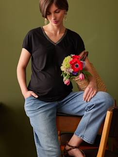 Zwangerschapskleding-T-shirt-ENVIE DE FRAISE iriserend zwangerschapsshirt met V-hals