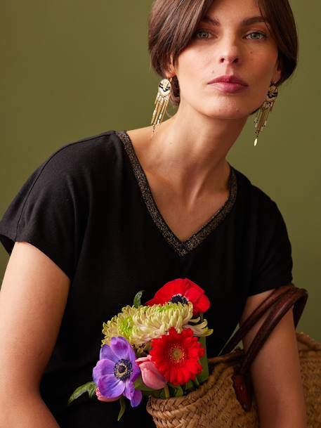 Tee-shirt grossesse col V irisé noir - vertbaudet enfant 