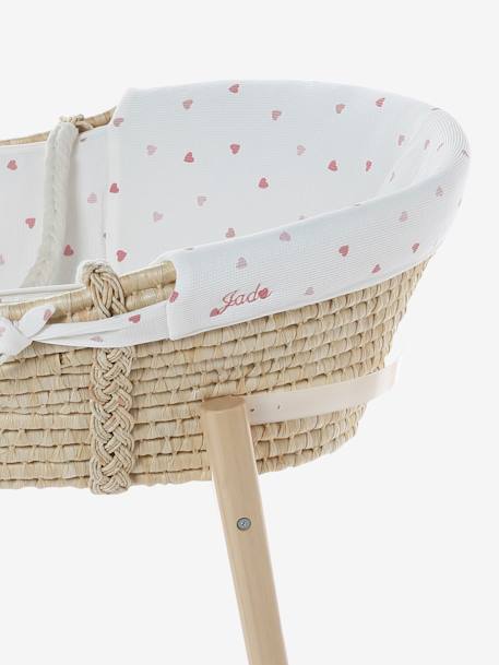 Housse pour couffin écru+imprimé coeurs+marine - vertbaudet enfant 