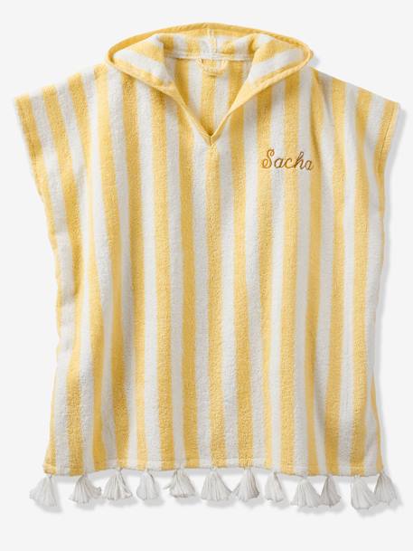 Poncho de bain enfant à rayures personnalisable bleu+rayé jaune+rose+vert - vertbaudet enfant 