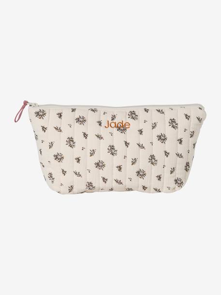 Trousse de toilette enfant en gaze de coton beige imprimé+bleu grisé+imprimé fleurs grenier - vertbaudet enfant 