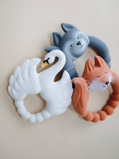 Bijtring - MUSHIE - NATRUBA donkerblauw+grijs+sinaasappel+wit - vertbaudet enfant 