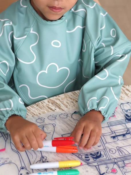 Bavoir à manches évolutif 2 en 1 Playful beige+blush+vert sauge - vertbaudet enfant 