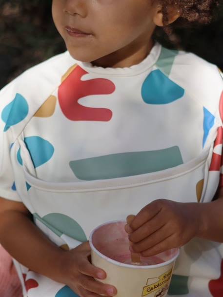 Bavoir à manches évolutif 2 en 1 Playful beige+blush+vert sauge - vertbaudet enfant 