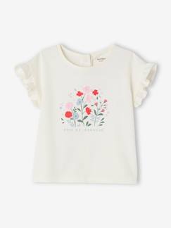 Baby-T-shirt, coltrui-T-shirt met bloemen in reliëf baby