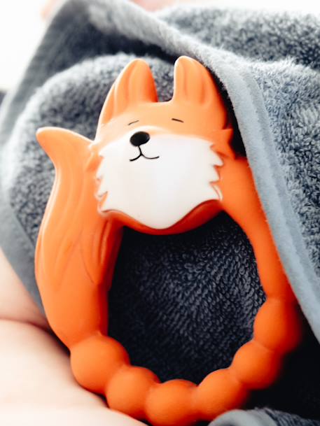 Bijtring - MUSHIE - NATRUBA donkerblauw+grijs+sinaasappel+wit - vertbaudet enfant 