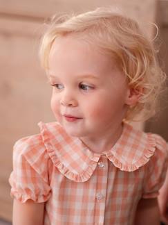 Baby-Overhemd, blouse-Babyblouse met gingham print en korte mouwen