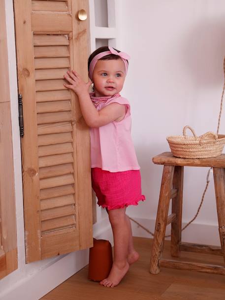 Ensemble blouse, short et bandeau bébé rose - vertbaudet enfant 