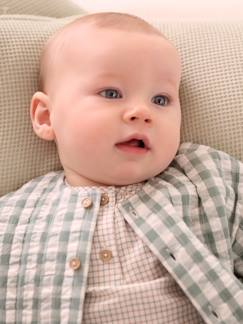 Baby-Trui, vest, sweater-Seersucker geboortevestje met ruitjes