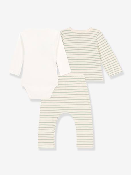 Ensemble 3 pièces bébé rayé vert - vertbaudet enfant 