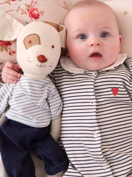 Set van 3 slaappakjes 'hartjes' baby van interlock nachtblauw - vertbaudet enfant 