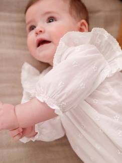 Bébé-Chemise, blouse-Blouse cérémonie brodée naissance manches longues