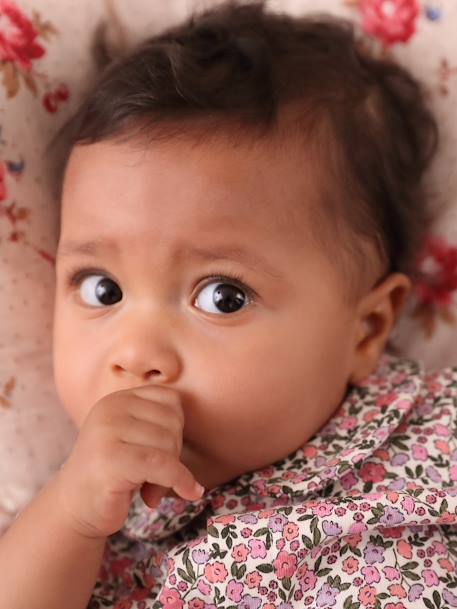 Combinaison fleurie naissance personnalisable blanc imprimé+écru - vertbaudet enfant 