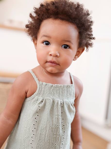 Débardeur fantaisie à fines bretelles bébé vert sauge - vertbaudet enfant 