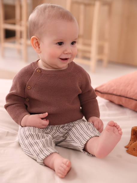 Sierlijk gebreide trui, geboorte, opening vooraan mokka - vertbaudet enfant 