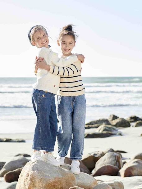 Losse boyfriendjeans voor meisjes. stone - vertbaudet enfant 