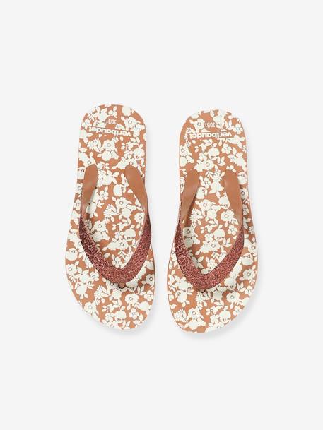 Slippers met opdruk voor kinderen bruin, bedrukt - vertbaudet enfant 