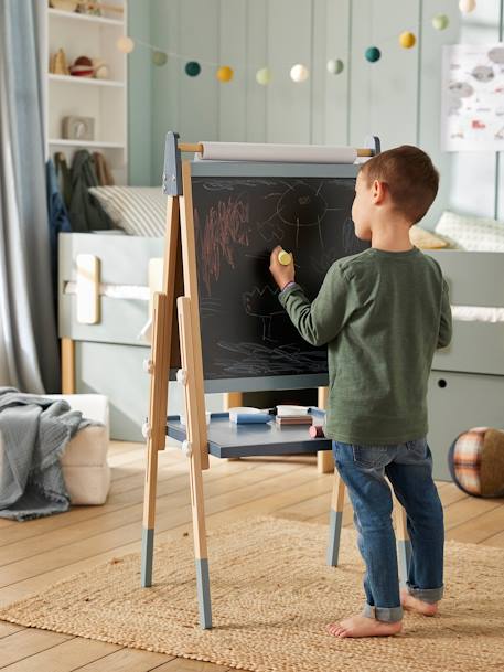 Tableau pliable et réglable en hauteur 3 en 1 en bois FSC® marine+multicolore+Rose - vertbaudet enfant 