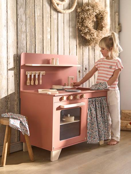 Kitchenette met FSC® houtgordijn framboos+meerkleurig - vertbaudet enfant 