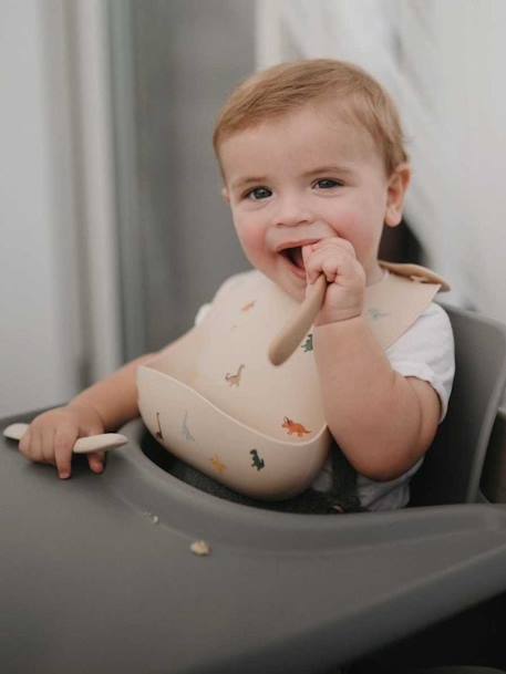 Bavoir avec récupérateur en silicone beige+marine+multicolore+rouge - vertbaudet enfant 