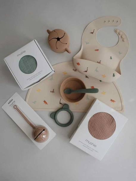 Bavoir avec récupérateur en silicone beige+marine+multicolore+rouge - vertbaudet enfant 