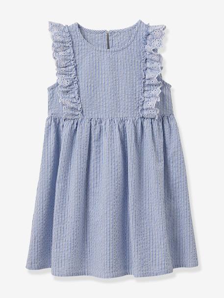Robe seersucker fille rayé bleu - vertbaudet enfant 