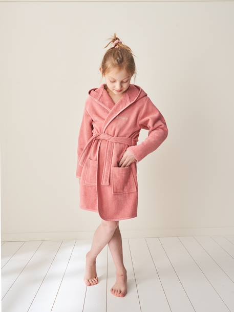 Peignoir de bain enfant uni avec coton recyclé, personnalisable bois de rose+marine+menthe - vertbaudet enfant 