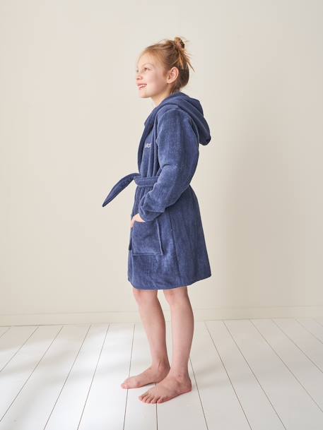 Peignoir de bain enfant uni avec coton recyclé, personnalisable bois de rose+marine+menthe - vertbaudet enfant 