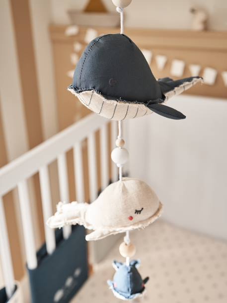 Mobile musical baleines NAVY SEA beige chiné - vertbaudet enfant 