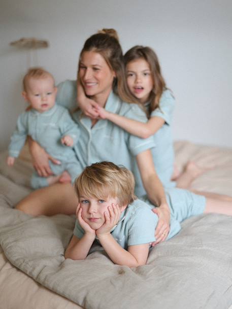 Pyjama short en gaze garçon personnalisable Team Famille personnalisable vert sauge - vertbaudet enfant 