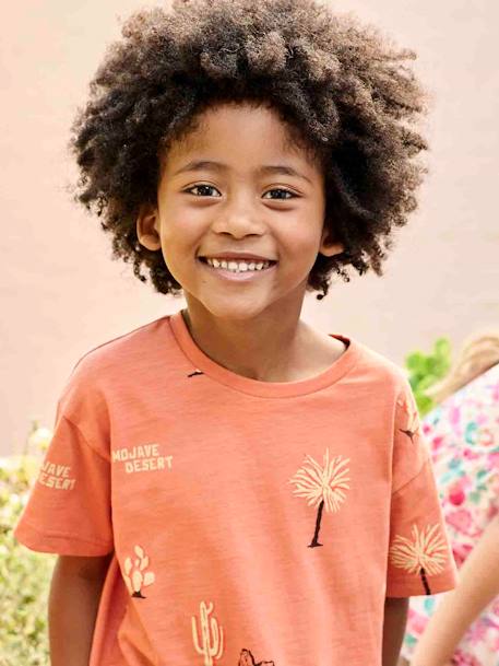 Jongensshirt met woestijnmotief abrikoos - vertbaudet enfant 