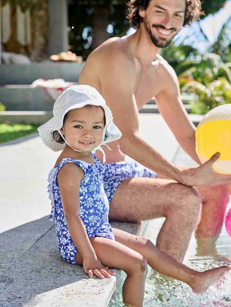 Gebloemd zwempak voor baby's, Team famille-collectie blauw, bedrukt - vertbaudet enfant 