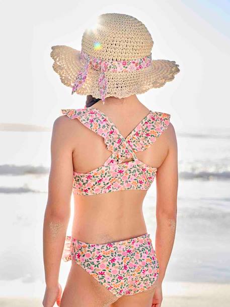 Maillot de bain 2 pièces imprimé fleuri rose pâle+vert imprimé - vertbaudet enfant 