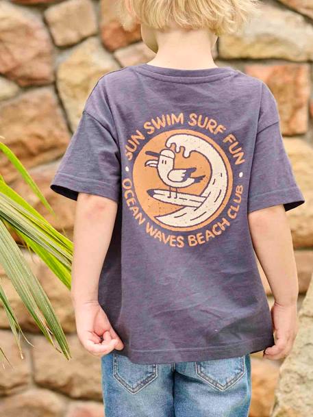 T-shirt grand motif surf au dos garçon bleu nuit - vertbaudet enfant 