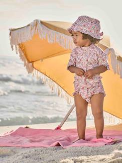 Baby-Badpak, strandaccessoires-Zwemset met UV-bescherming voor meisjesbaby + T-shirt + broekje + hoedje