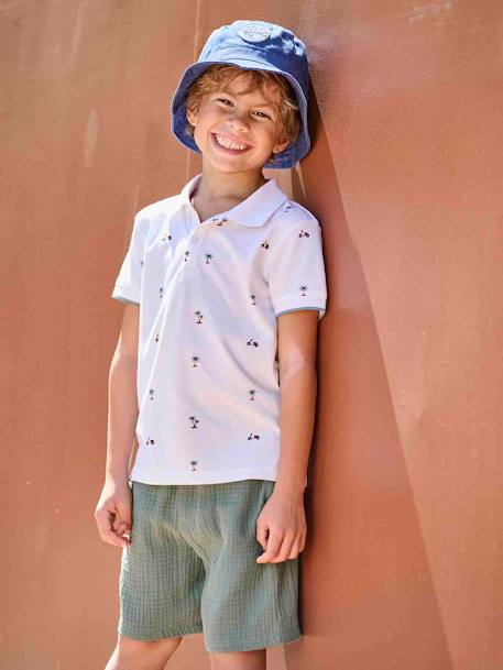 Short en gaze de coton garçon vert - vertbaudet enfant 