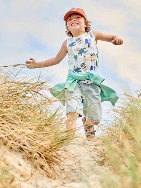Débardeur motifs surf garçon blanc imprimé+vert - vertbaudet enfant 