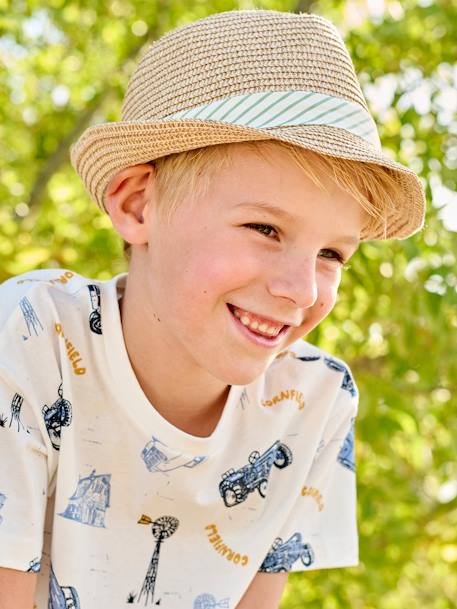 Hoed in panamastijl met stro-effect voor jongens hout - vertbaudet enfant 