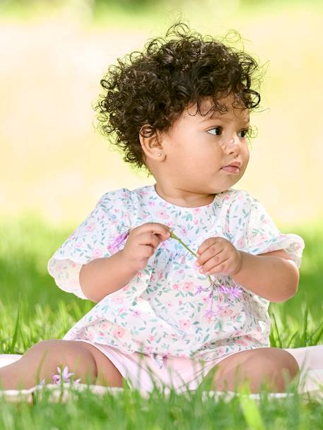 Babyblouse met bloemenmotief ecru - vertbaudet enfant 