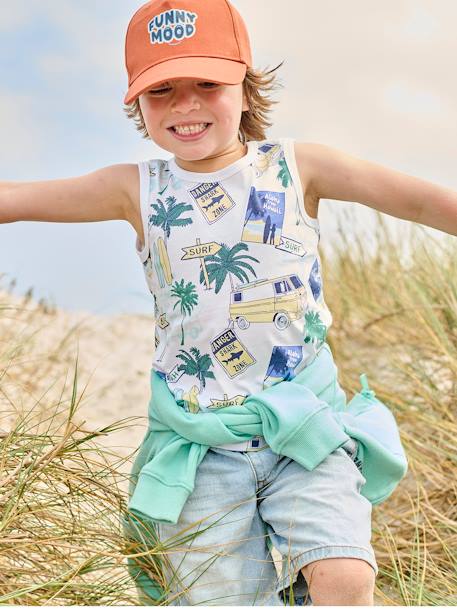 Débardeur motifs surf garçon blanc imprimé+vert - vertbaudet enfant 