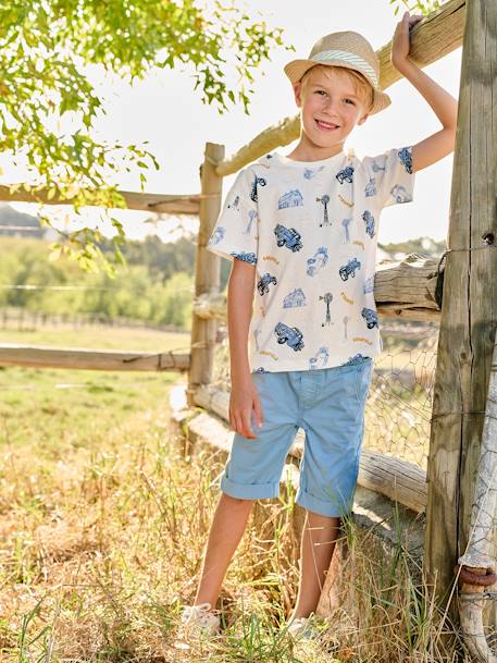 Jongensshirt met boerderijmotief wit, bedrukt - vertbaudet enfant 