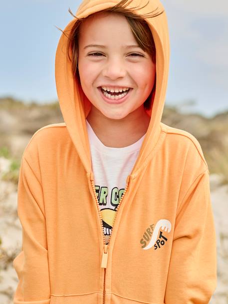 Jongenssweater met rits, capuchon en surfmotief sinaasappel - vertbaudet enfant 