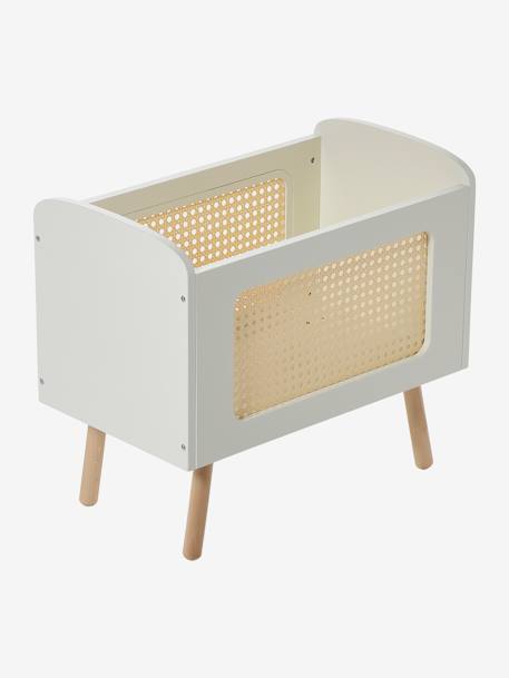 Lit poupon en bois FSC® et cannage POÉSIE blanc+multicolore - vertbaudet enfant 