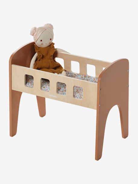Lit poupon en bois FSC® blanc+bois - vertbaudet enfant 