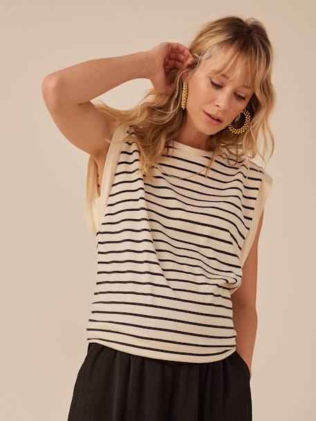 Tee-shirt grossesse sans manches à épaulettes Envie de Fraise écru - vertbaudet enfant 