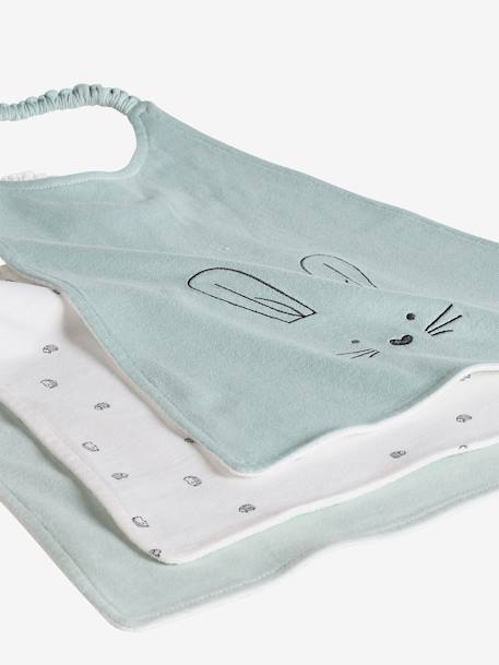 Lot 3 grands bavoirs moka+vert sauge - vertbaudet enfant 