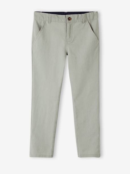 Pantalon garçon cérémonie chino en coton/lin beige+beige clair+bleu+marine foncé+vert sauge - vertbaudet enfant 